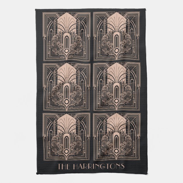 Linge De Cuisine Nom personnalisé Art Déco (Vertical)