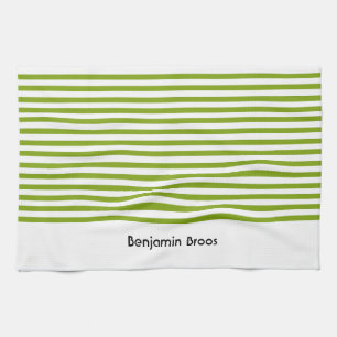 Linge De Cuisine Nom personnalisé bandes vert et blanc