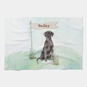 Linge De Cuisine Nom personnalisé Black Lab Pet Dog