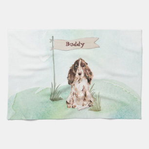 Linge De Cuisine Nom personnalisé Brown Cocker Espagnol chien anima