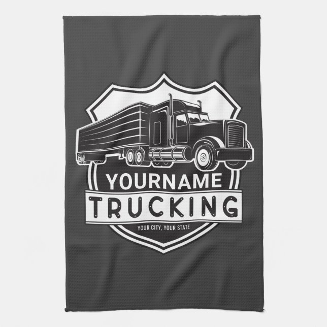 Linge De Cuisine NOM personnalisé Camions Big Rig Semi Trucker (Vertical)