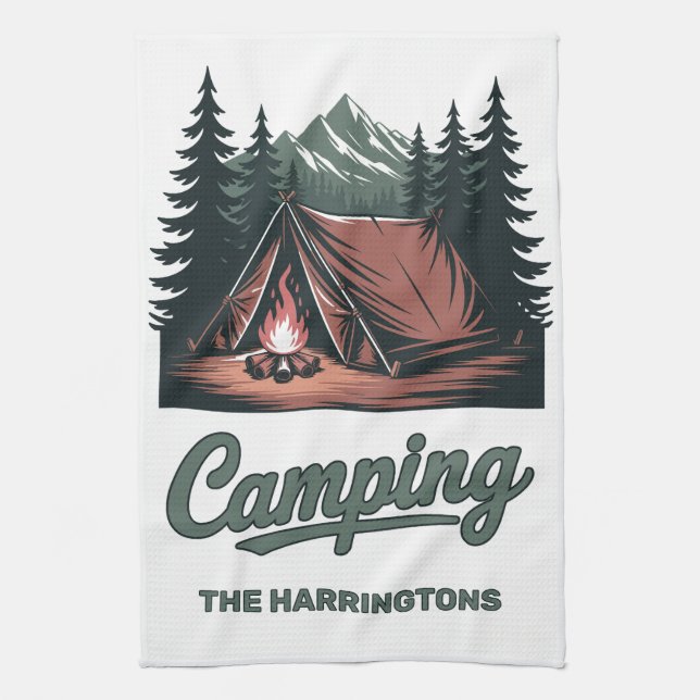 Linge De Cuisine Nom personnalisé Camping (Vertical)