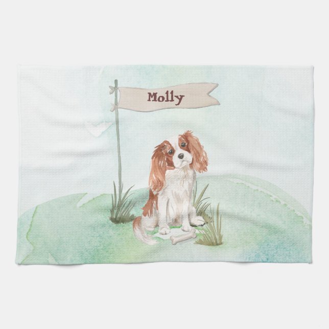 Linge De Cuisine Nom personnalisé Cavalier King Charles Spaniel Pet (Horizontal)