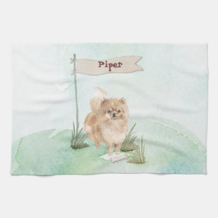 Linge De Cuisine Nom personnalisé Chien Pommeranian