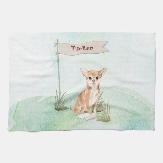 Linge De Cuisine Nom personnalisé Chihuahua Chien animal de compagn (Horizontal)