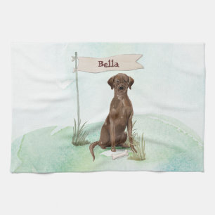 Linge De Cuisine Nom personnalisé Chocolat Lab Animal de compagnie