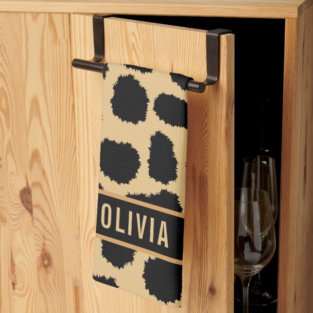 Linge De Cuisine Nom personnalisé classique Cheetah Poster de anima (Pliage en tiers)