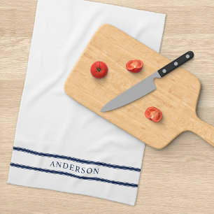 Linge De Cuisine Nom personnalisé couleur modifiable doubles rayure