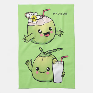 Linge De Cuisine Nom personnalisé Cute Coconuts