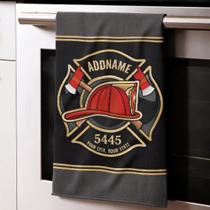 Linge De Cuisine Nom personnalisé de la caserne de pompiers & Insig