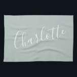 Linge De Cuisine Nom personnalisé de script minimaliste | Dusty Blu<br><div class="desc">Typographie minimaliste de script Nom dans Dusty Blue Kitchen Towne</div>