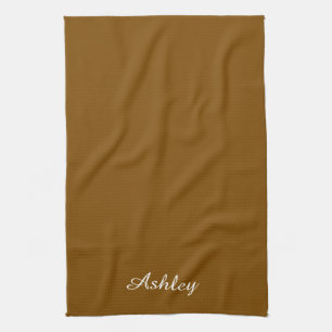 Linge De Cuisine Nom personnalisé élégant moderne marron chic