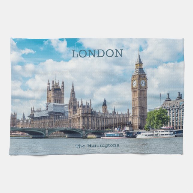 Linge De Cuisine Nom personnalisé Londres (Horizontal)
