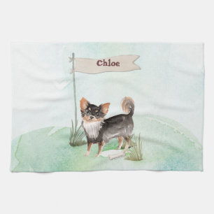 Linge De Cuisine Nom personnalisé Long Haired Chihuahua Chien anima