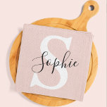 Linge De Cuisine Nom personnalisé moderne Monogram Pastel Rose<br><div class="desc">Nom personnalisé moderne Monogram Pastel Rose</div>