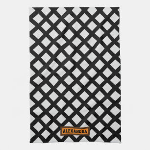 Linge De Cuisine Nom personnalisé moderne tendance motif noir blanc