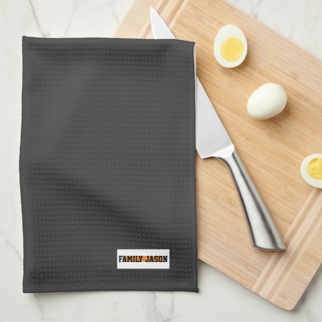 Linge De Cuisine Nom personnalisé monogramme design moderne tendanc (Quart Plié)