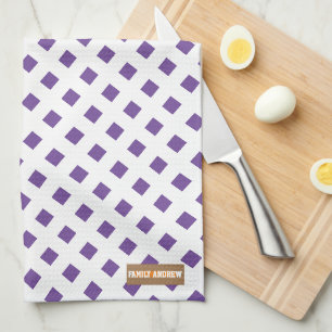 Linge De Cuisine Nom personnalisé monogramme diamants blanc violet