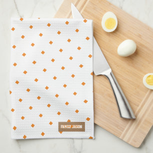 Linge De Cuisine Nom personnalisé monogramme diamants motif blanc o