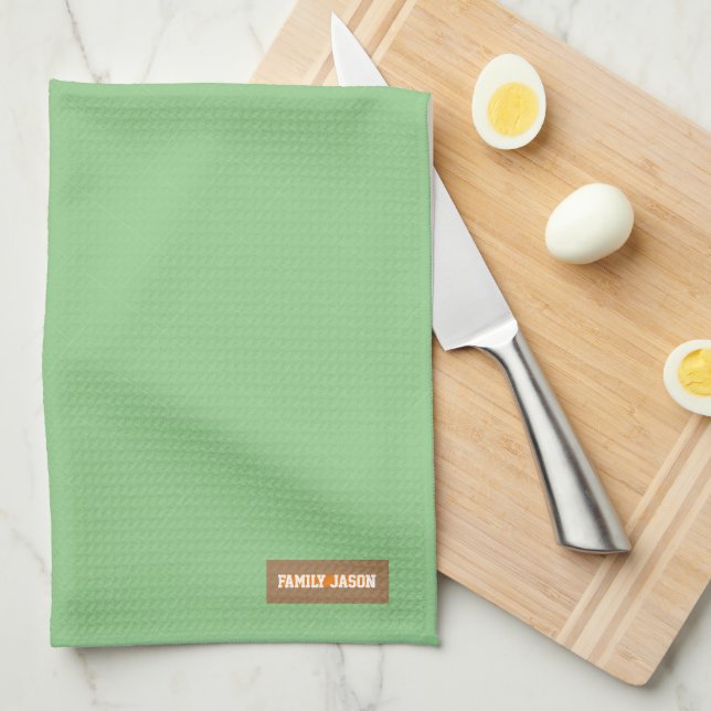 Linge De Cuisine Nom personnalisé monogramme moderne vert élégant d (Quart Plié)