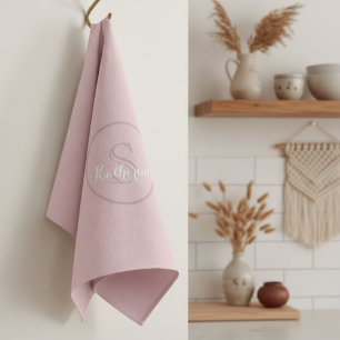 Linge De Cuisine Nom personnalisé Monogramme Rose Poussiéreuse