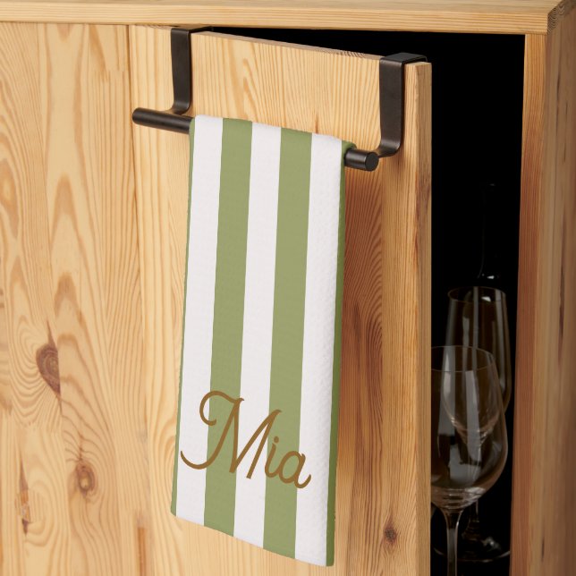 Linge De Cuisine Nom personnalisé rayé (Pliage en tiers)