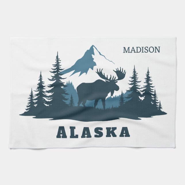 Linge De Cuisine Nom personnalisé & Texte ALASKA (Horizontal)