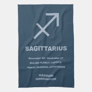 Linge De Cuisine Nom personnalisé / Texte Symbole zodiaque Sagittar