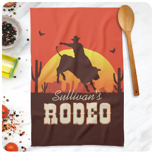Linge De Cuisine NOM Personnalisé Western Cowboy Bull Rider Rodeo