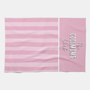 Linge De Cuisine Nom Script Vintage Rayure Rose