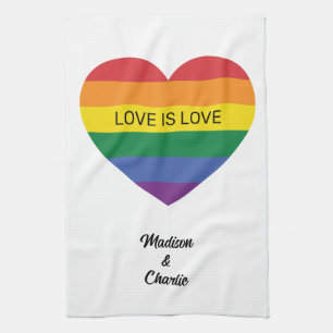 Linge De Cuisine Noms personnalisés Rainbow Heart