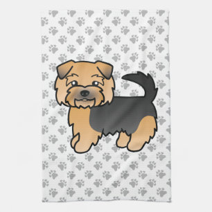 Linge De Cuisine Norfolk Terrier noir et feu Chien de dessin animé