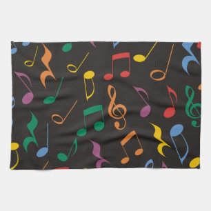 Linge De Cuisine Notes de musique colorées