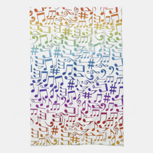 Linge De Cuisine Notes de musique colorées dansantes Amoureux de la