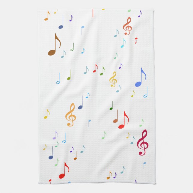 Linge De Cuisine Notes musicales colorées (Vertical)