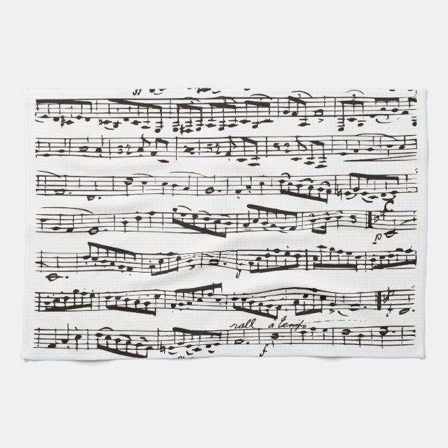 Linge De Cuisine Notes musicales noires et blanches (Horizontal)