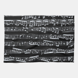 Linge De Cuisine Notes noires et blanches de musique