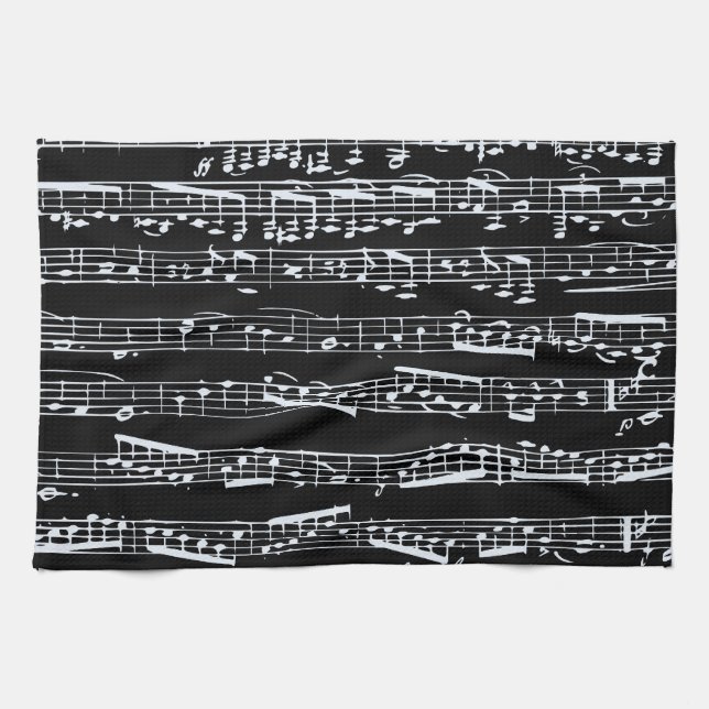 Linge De Cuisine Notes noires et blanches de musique (Horizontal)