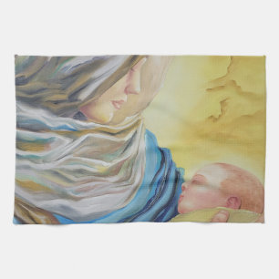 Linge De Cuisine Notre Dame du Silence tenant le bébé Jésus