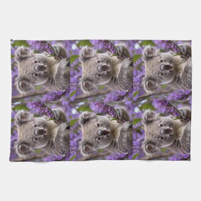 Linge De Cuisine Nounours Koala Ours Jacaranda Violet (Horizontal)