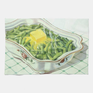Linge De Cuisine Nourriture vintage, casserole de haricots verts au