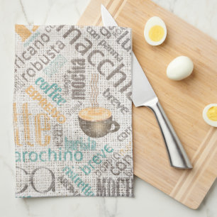 Linge De Cuisine Nuage de mots Café sur toile de jute ID283