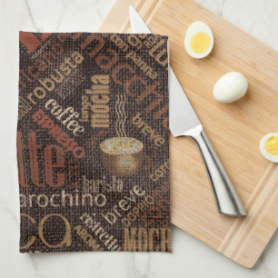 Linge De Cuisine Nuage de mots Café sur toile de jute Marron ID283