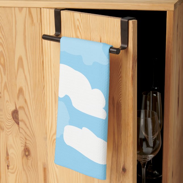 Linge De Cuisine Nuages Ciel Bleu (Pliage en tiers)