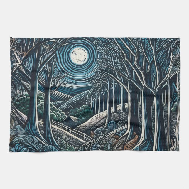 Linge De Cuisine Nuit dans les bois (Horizontal)