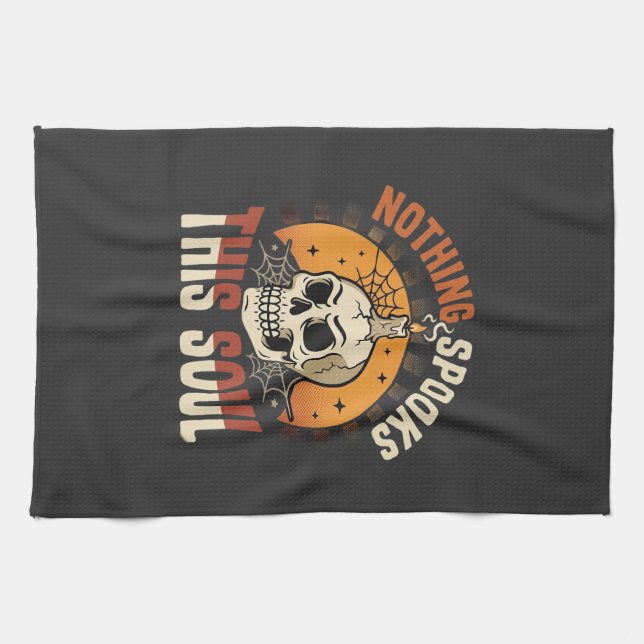 Linge De Cuisine Nuit de squelette courageux d'Halloween (Horizontal)