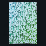 Linge De Cuisine Nuit Désert Saguaro Cactus Motif Aquarelle<br><div class="desc">Décorez votre cuisine avec cette serviette cactus vert et bleu aquarelle. Fait un grand ménage ou un cadeau mariage! Vous pouvez le customiser et ajouter du texte. Consultez ma boutique pour plus de couleurs et de motifs !</div>