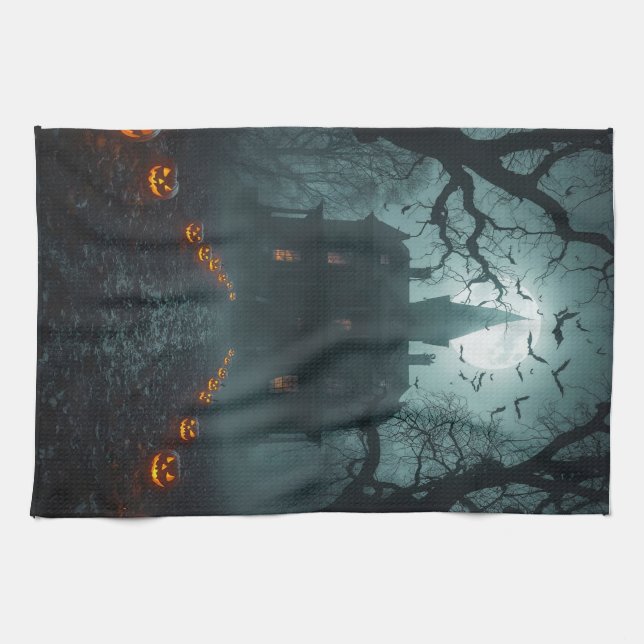 Linge De Cuisine Nuit éffrayante avec Jack-o'Lanterns (Horizontal)