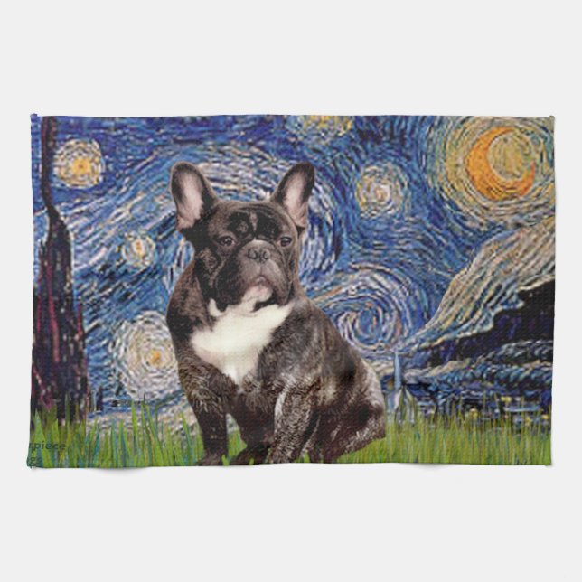 Linge De Cuisine Nuit étoilée - Bouledogue français bringé (Horizontal)