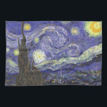 Linge De Cuisine Nuit étoilée par Vincent van Gogh<br><div class="desc">Starry Night by Vincent van Gogh est un post impressionnisme d'art vintage paysage de paysages avec vue sur Saint Rémy, France depuis l'asile de van Gogh. Le ciel nocturne tourbillonne de nuages avec une lune brillante et des étoiles brillantes au-dessus du village pittoresque. Starry Night est probablement le tableau le...</div>